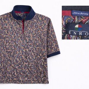 ENRO Paisley Rugby Polo Shirt Men’s 2X Tall Multicolor Vintage Cotton